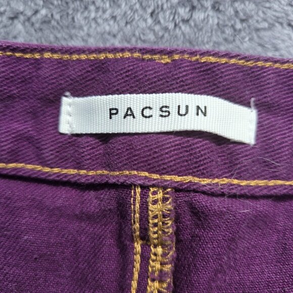 PacSun High-Rise Denim Shorts - Purple Frayed Hem - Size 24 - Picture 4 of 5
